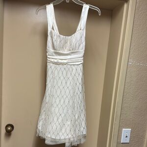 Adidas White Pleated Ruched Mini Dress